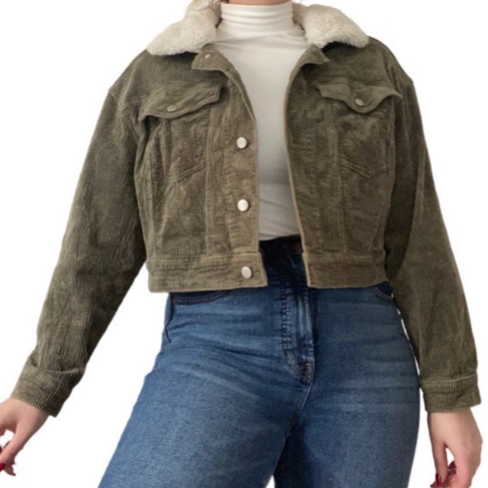 GREEN WILD FABLE CORDUROY FAUX FUR JACKET